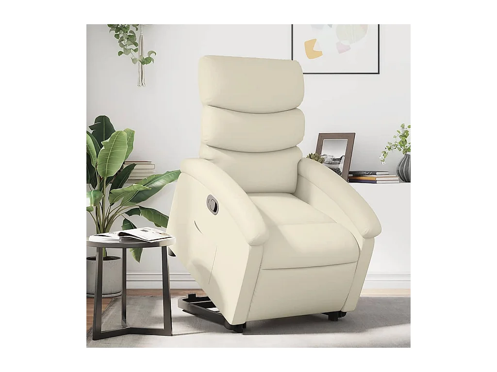 Sillón de relax | Sillón reclinable elevable cuero artificial color crema SHL8617