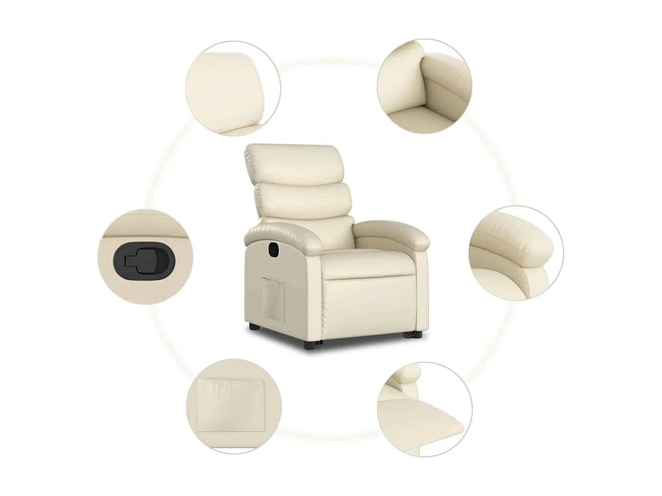 Relaxsessel | Lounge Sessel für Wohnzimmer mit Aufstehhilfe Creme Kunstleder SHL3435