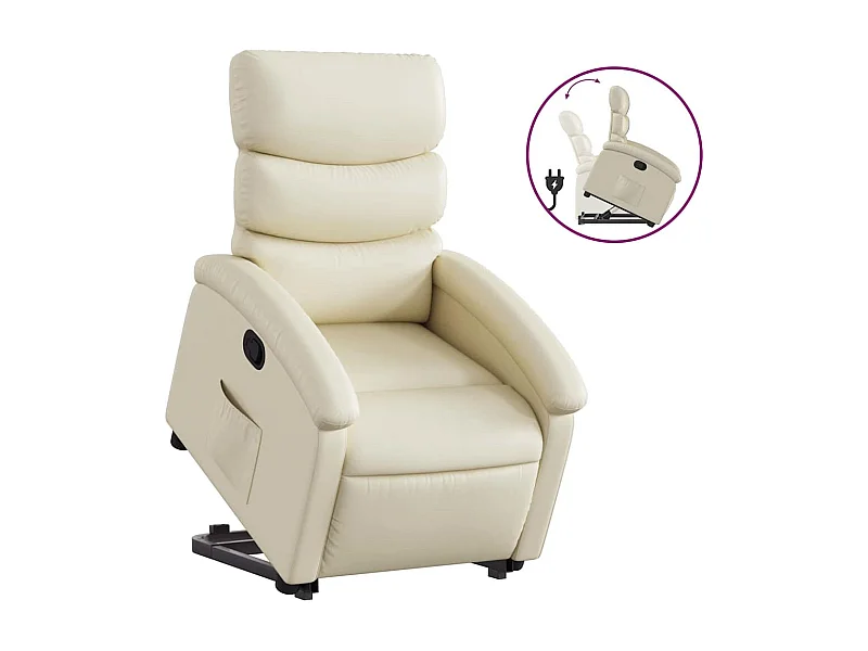 Fauteuil inclinable-Chaise de relax-Fauteuil salon Crème Similicuir SHL2156