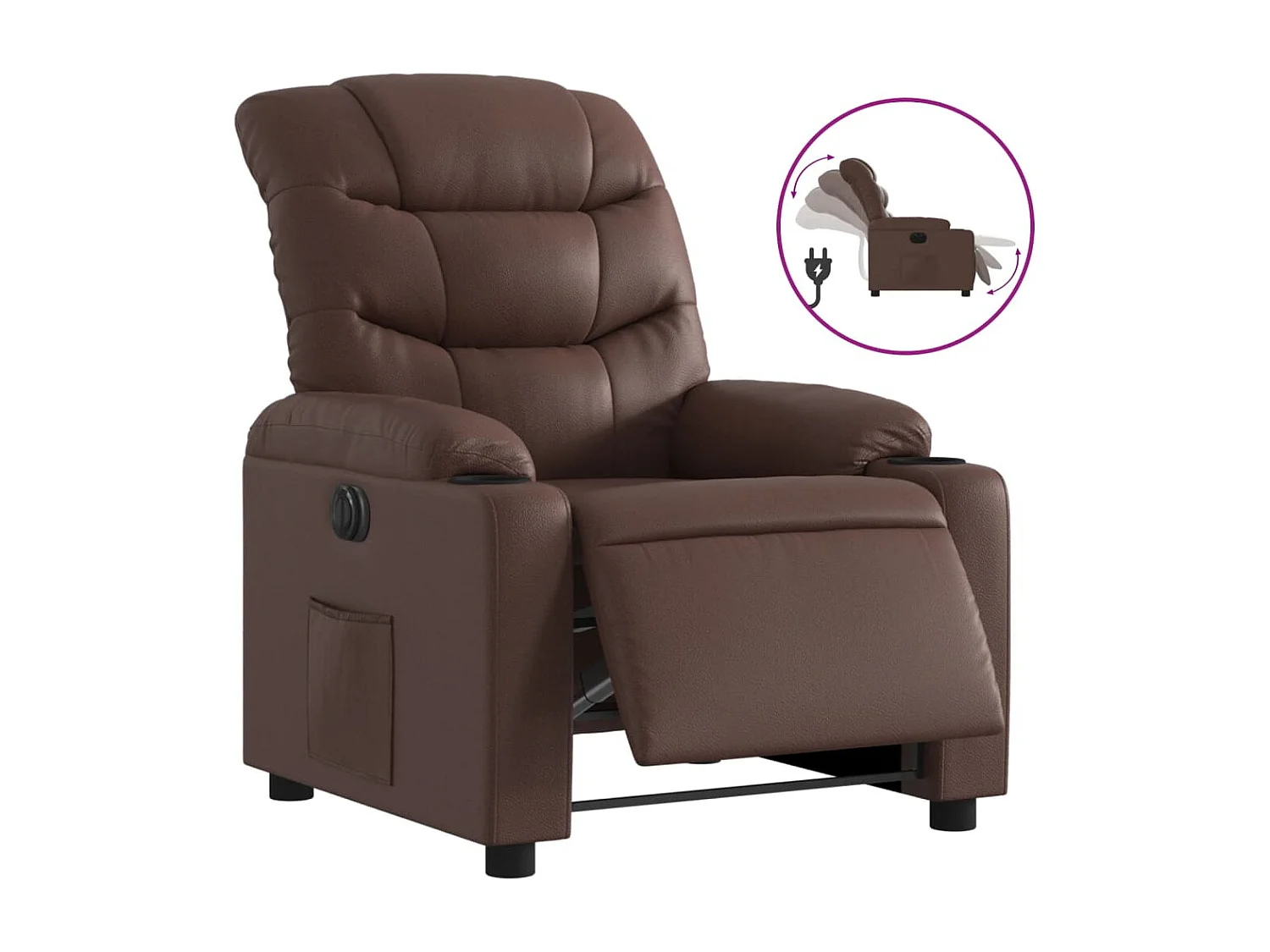 Fauteuil inclinable électrique-Chaise de relax-Fauteuil salon Marron Similicuir SHL1011