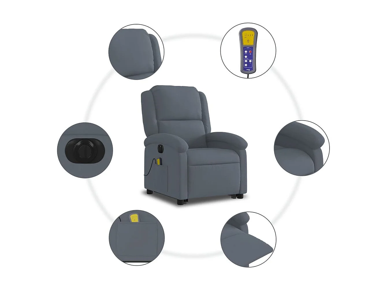Fauteuil inclinable électrique-Chaise-Fauteuil de Massage gris foncé velours SHL4994