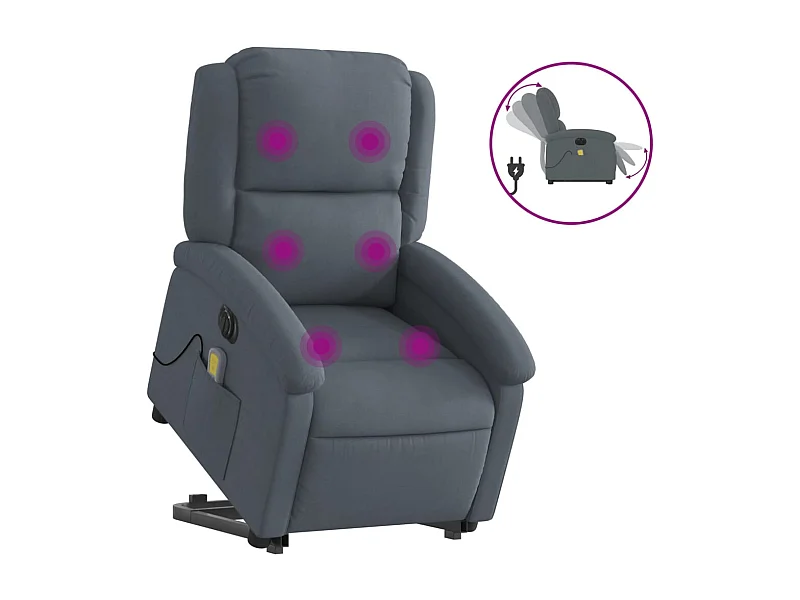 Fauteuil inclinable électrique-Chaise-Fauteuil de Massage gris foncé velours SHL4994