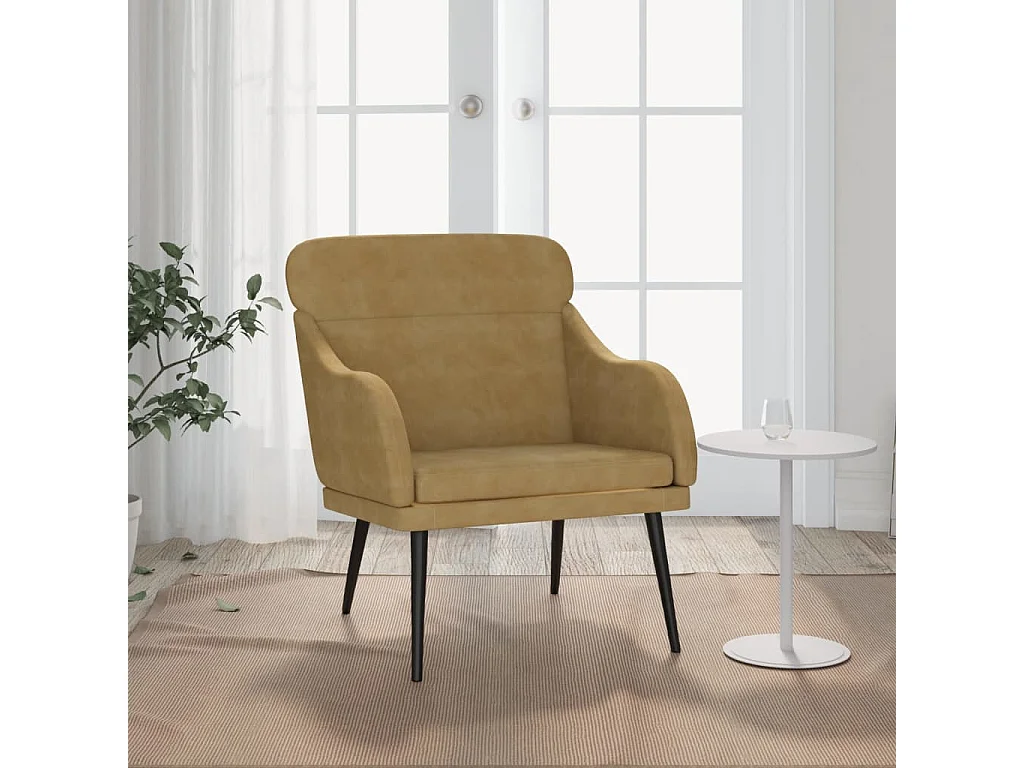 Fauteuil | Relaxstoel 63x76x80 cm fluweel bruin