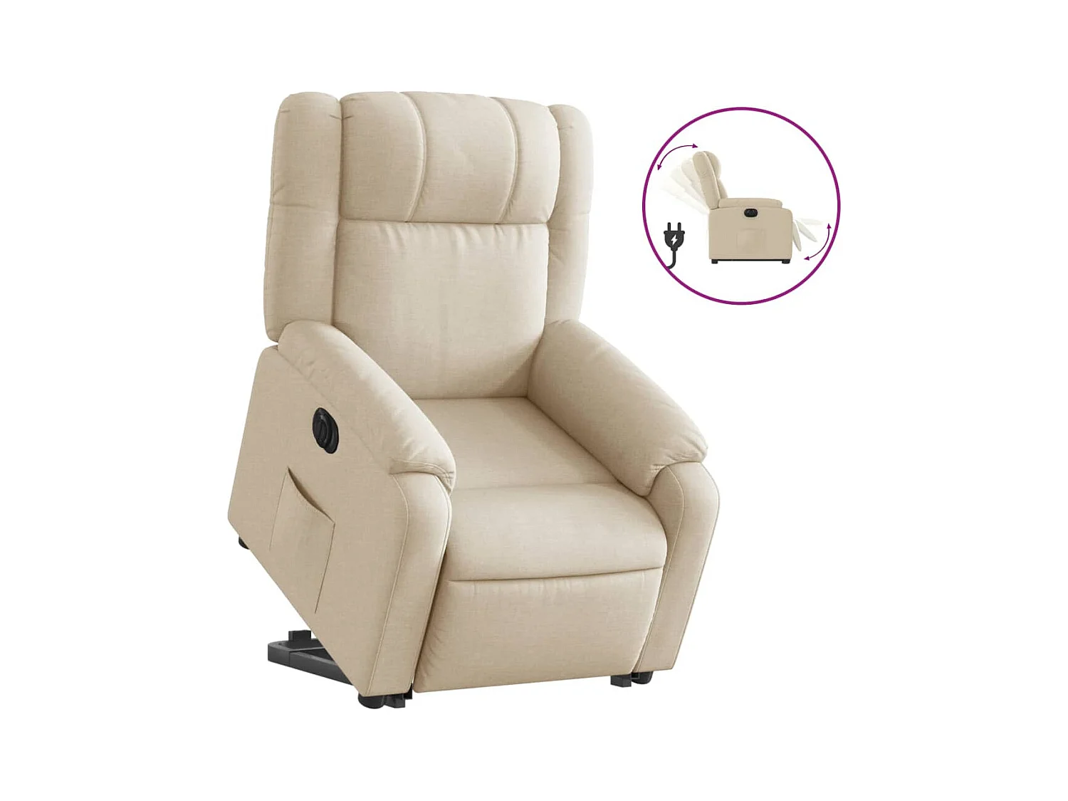 Silla de relax | Sillón eléctrico reclinable elevable de tela color crema SHL3678