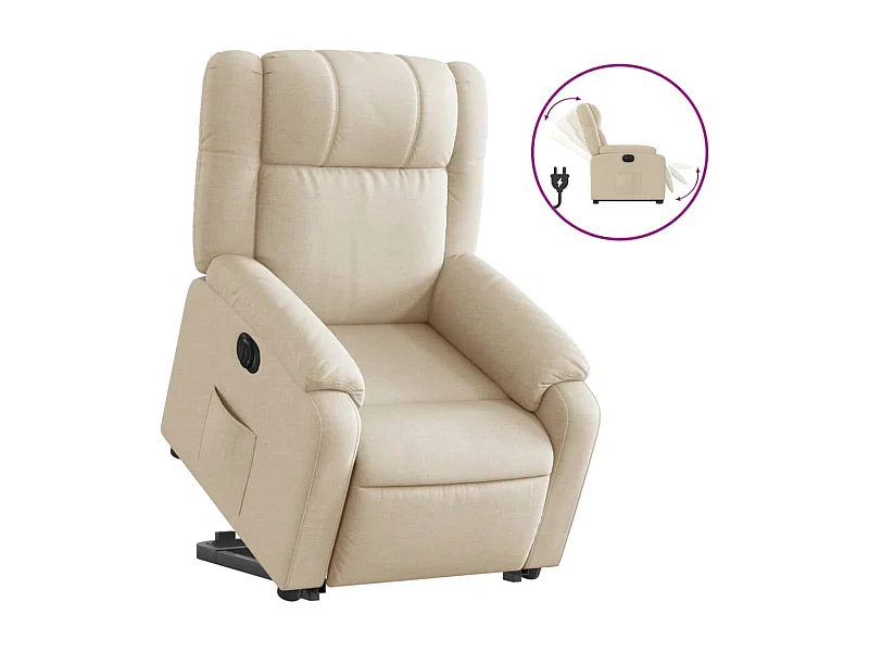 Fauteuil inclinable électrique-Chaise de relax-Fauteuil salon crème tissu SHL3459