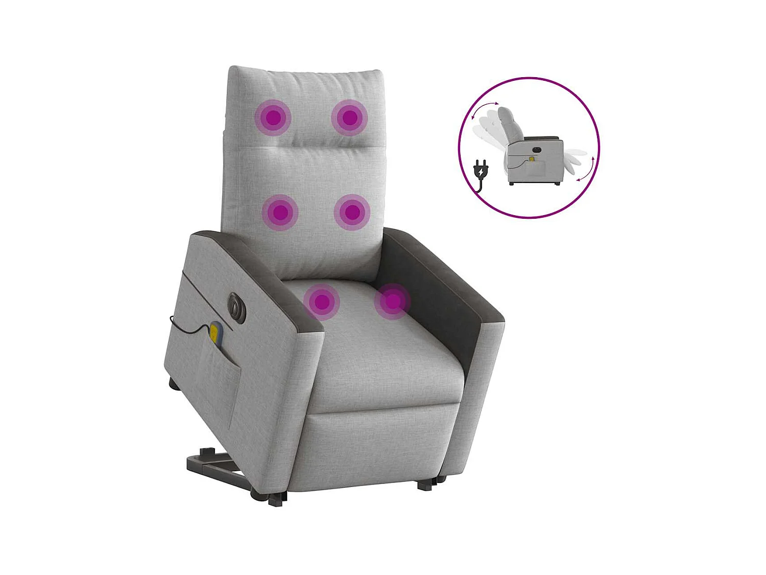 Sillón de salón | Silla | Sillón de masaje eléctrico reclinable elevable tela gris nube SHL7063