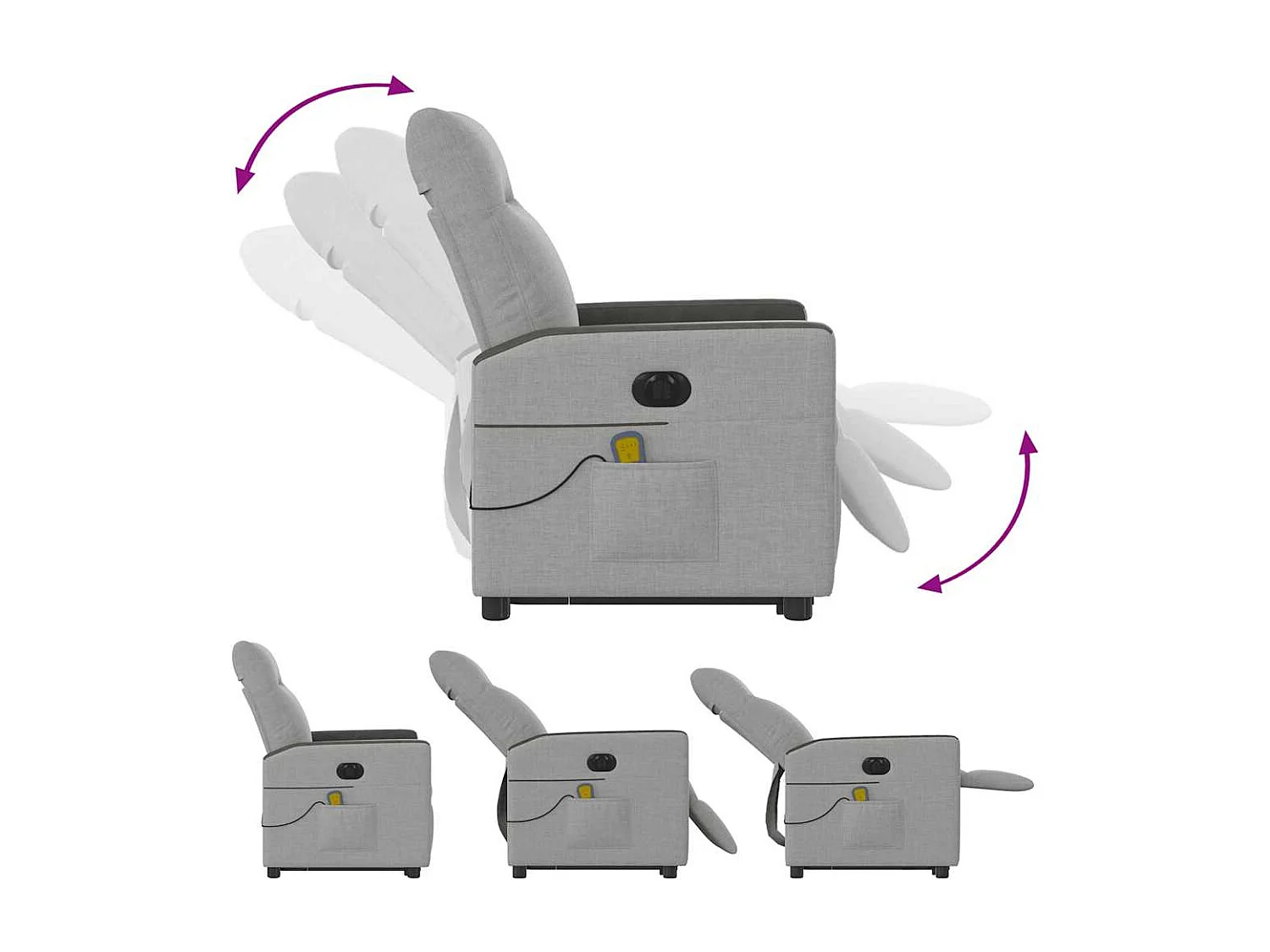 Sta-op-massagestoel elektrisch verstelbaar stof wolk grijs