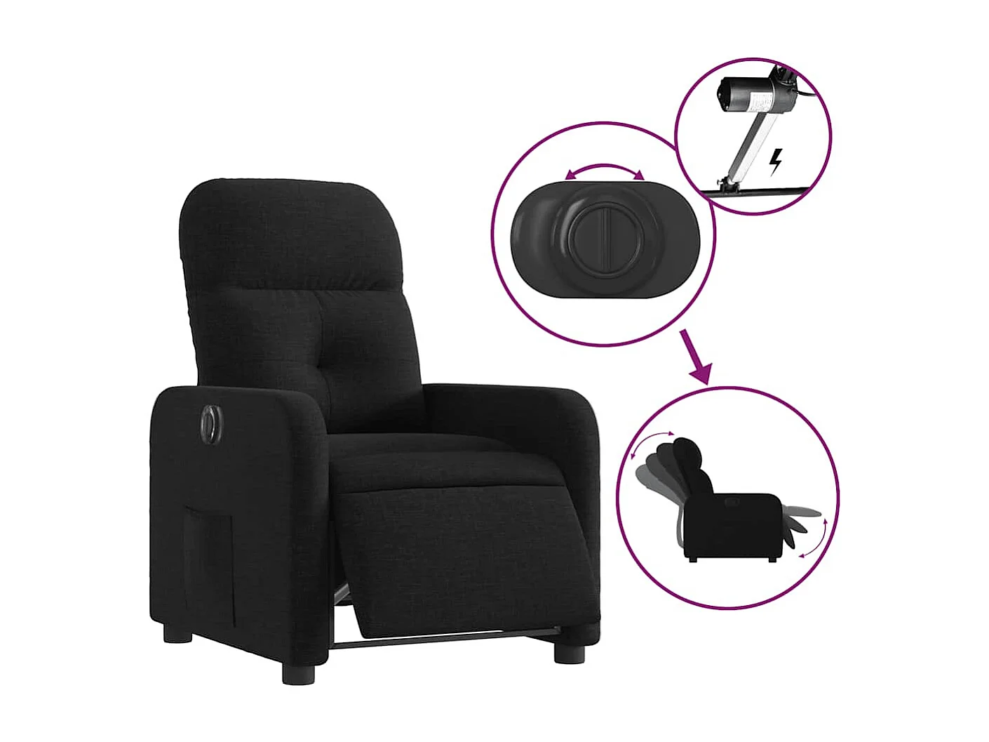Sillón de relax | Silla | Sillón reclinable eléctrico de tela negro SHL6727