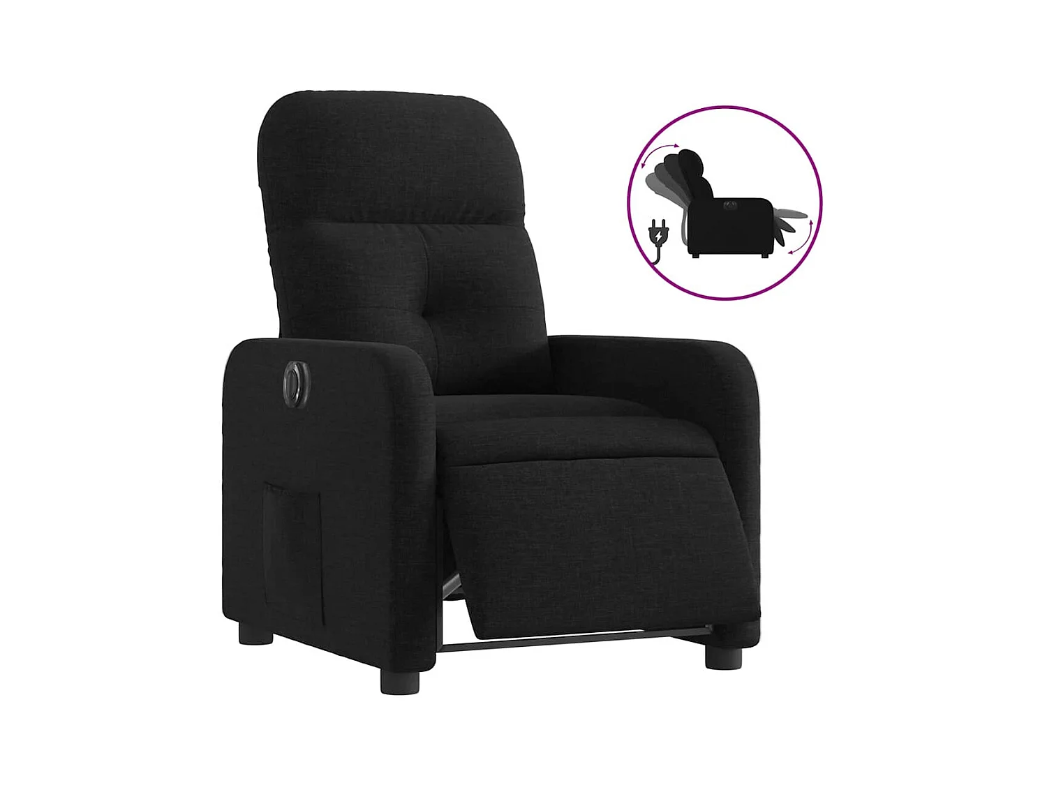 Fauteuil inclinable électrique-Chaise de relax-Fauteuil salon Noir Tissu SHL4855