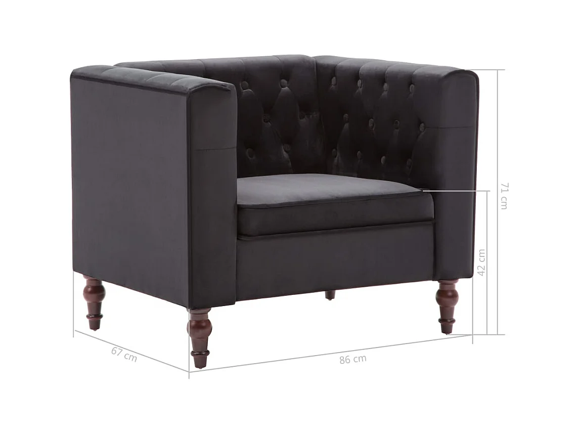 Sillón de salón | Silla de relax | Sillón de terciopelo negro SHL3414