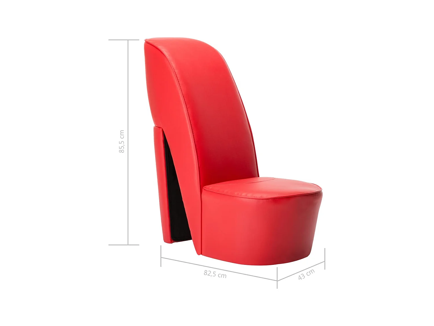 Cadeira estilo sapato de salto alto couro artificial vermelho SHL330241