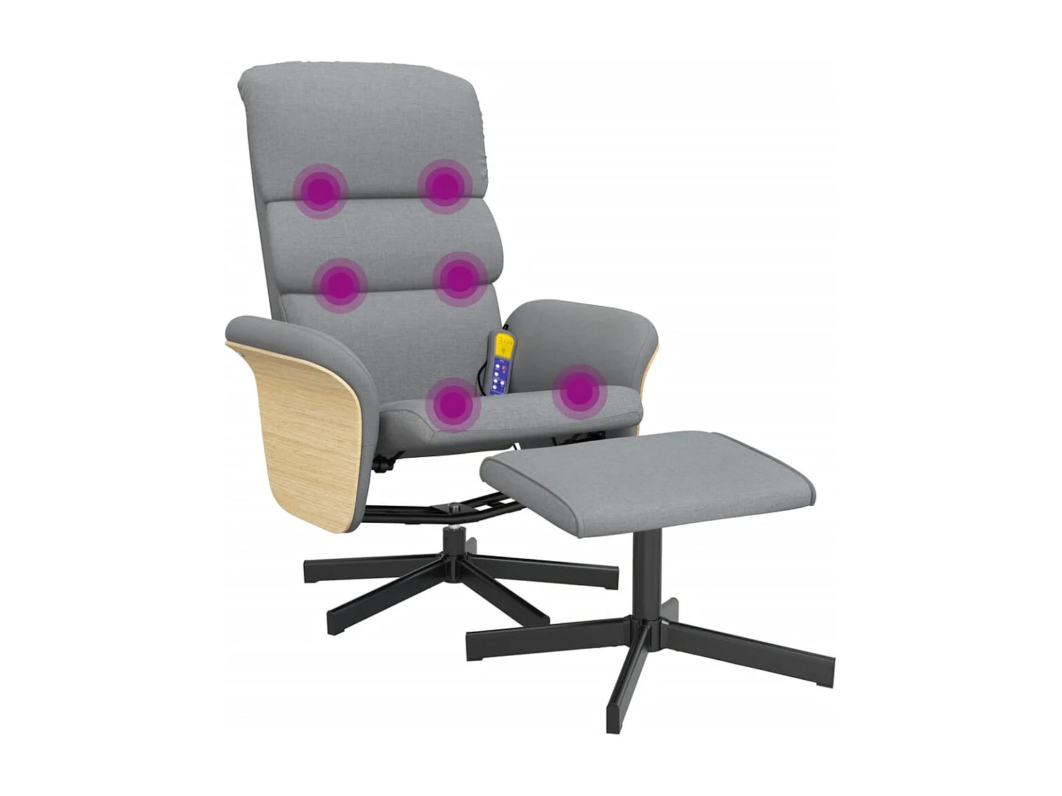 Sillón de relax | Sillón reclinable de masaje con reposapiés tela gris claro SHL3952