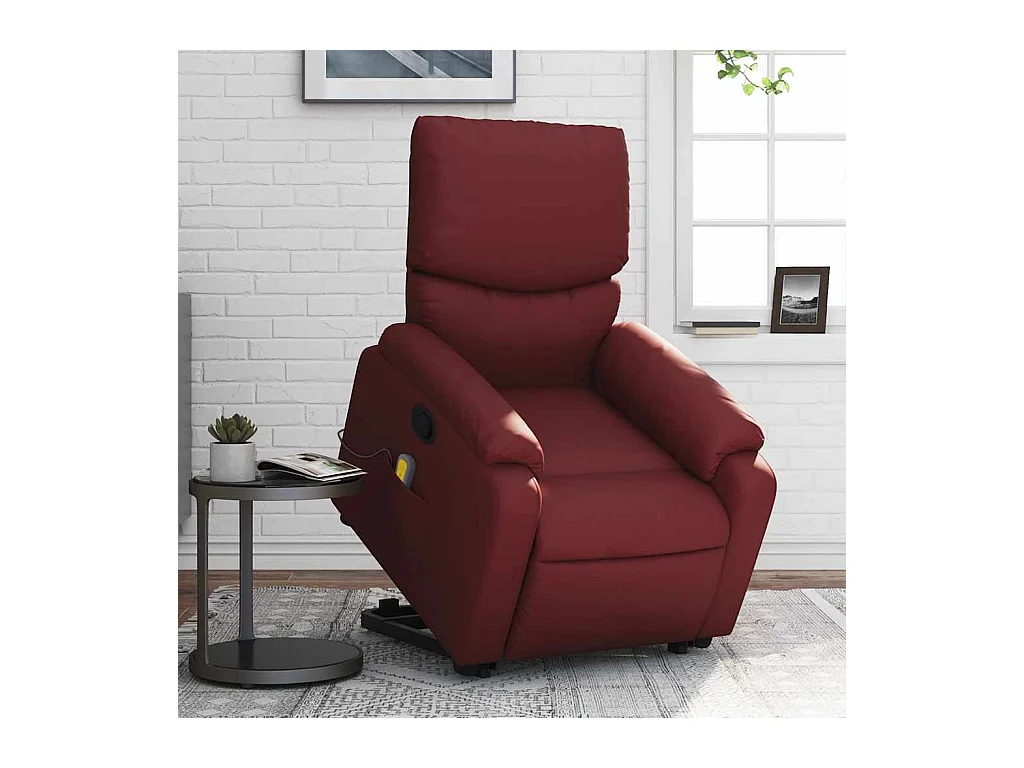 Sillón de relax | Sillón reclinable de masaje de pie cuero artificial rojo tinto SHL4149