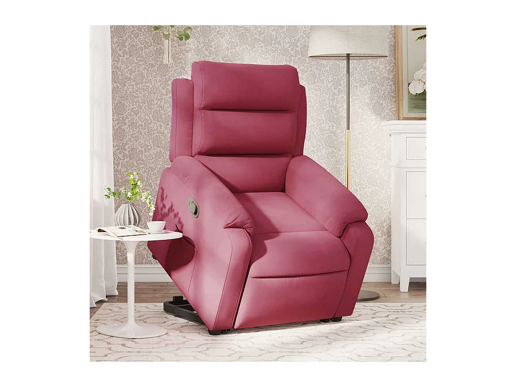 Poltrona massagens reclinável elevatória veludo vermelho tinto SHL837174