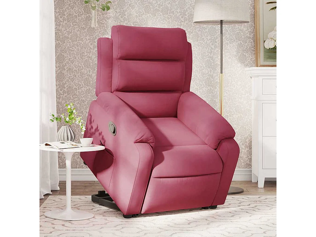 Fauteuil inclinable-Chaise de relax-Fauteuil salon Rouge bordeaux Velours SHL5231