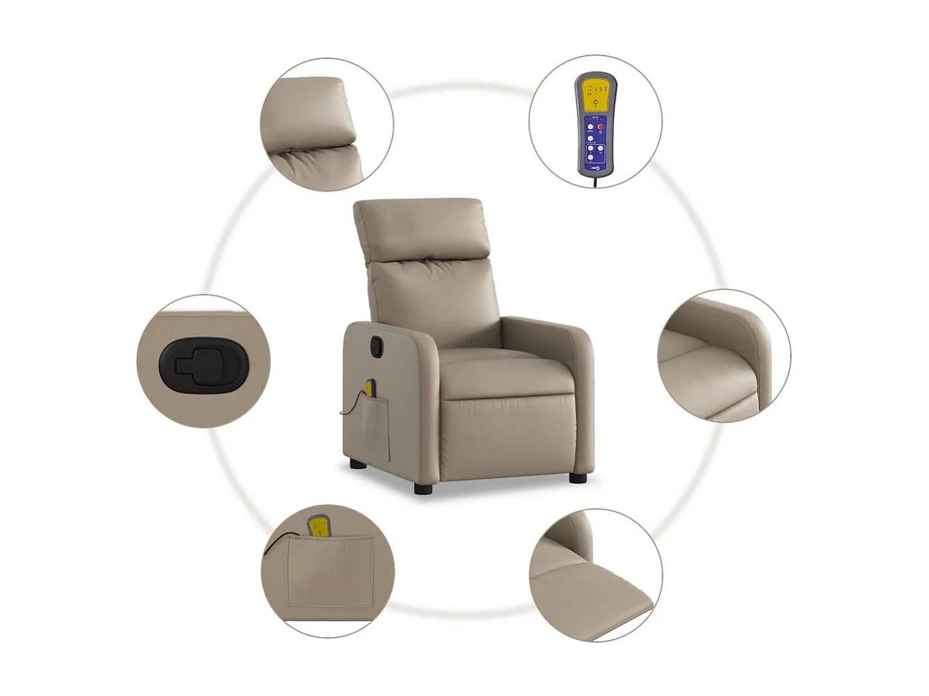 Sillón de salón | Silla | Sillón de masaje reclinable cuero sintético color capuchino SHL8816