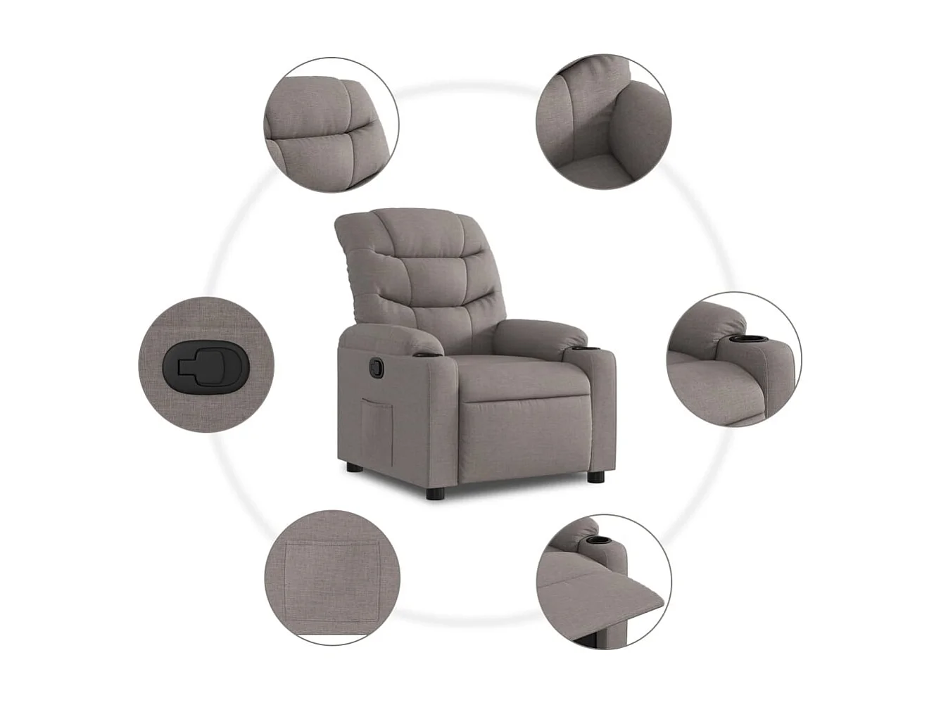 Relaxsessel | Lounge Sessel für Wohnzimmer Taupe Stoff SHL51398