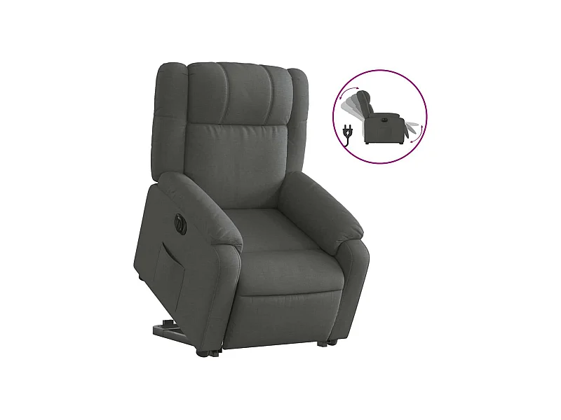 Silla de relax | Sillón eléctrico reclinable elevable de tela gris oscuro SHL2593