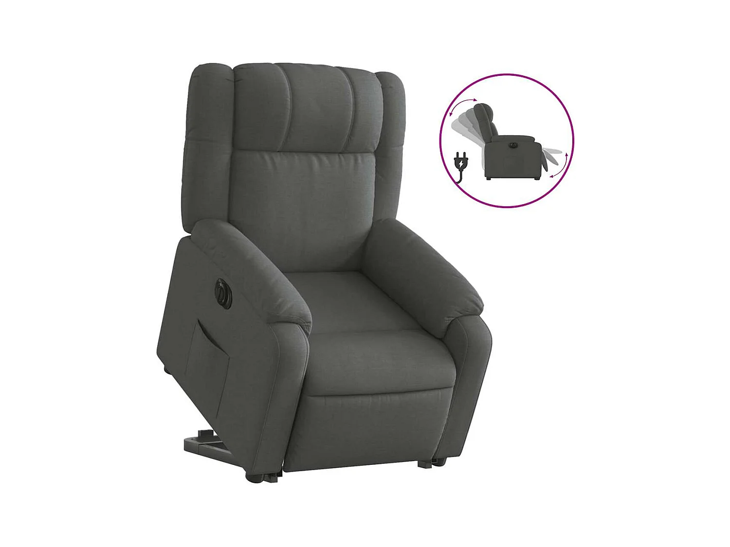 Silla de relax | Sillón eléctrico reclinable elevable de tela gris oscuro SHL2593