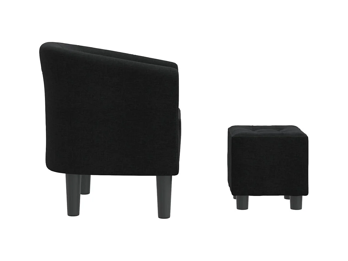 Fauteuil de Salon-Chaise cabriolet avec repose-pied noir tissu SHL1638