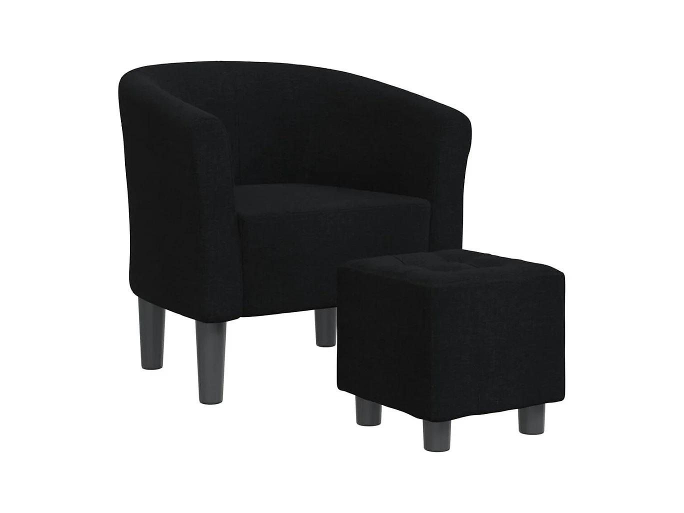 Sillón de salón | Silla de relax con taburete tela negra SHL6234