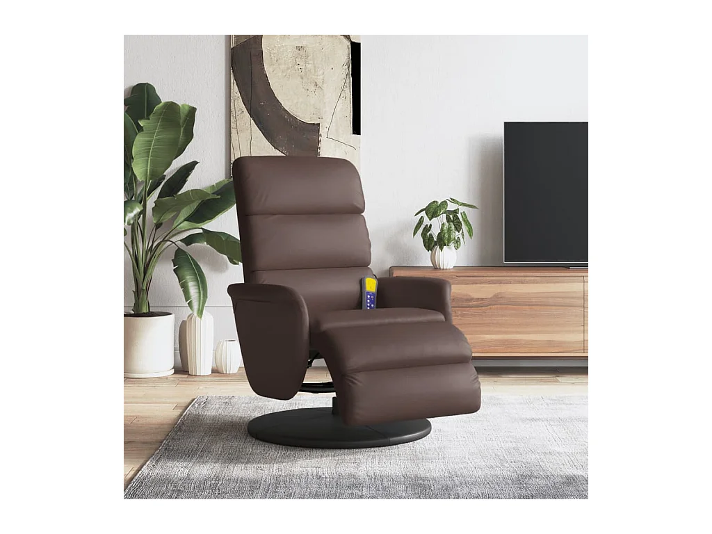 Sillón de relax | Sillón reclinable masaje con reposapiés cuero sintético marrón SHL8767