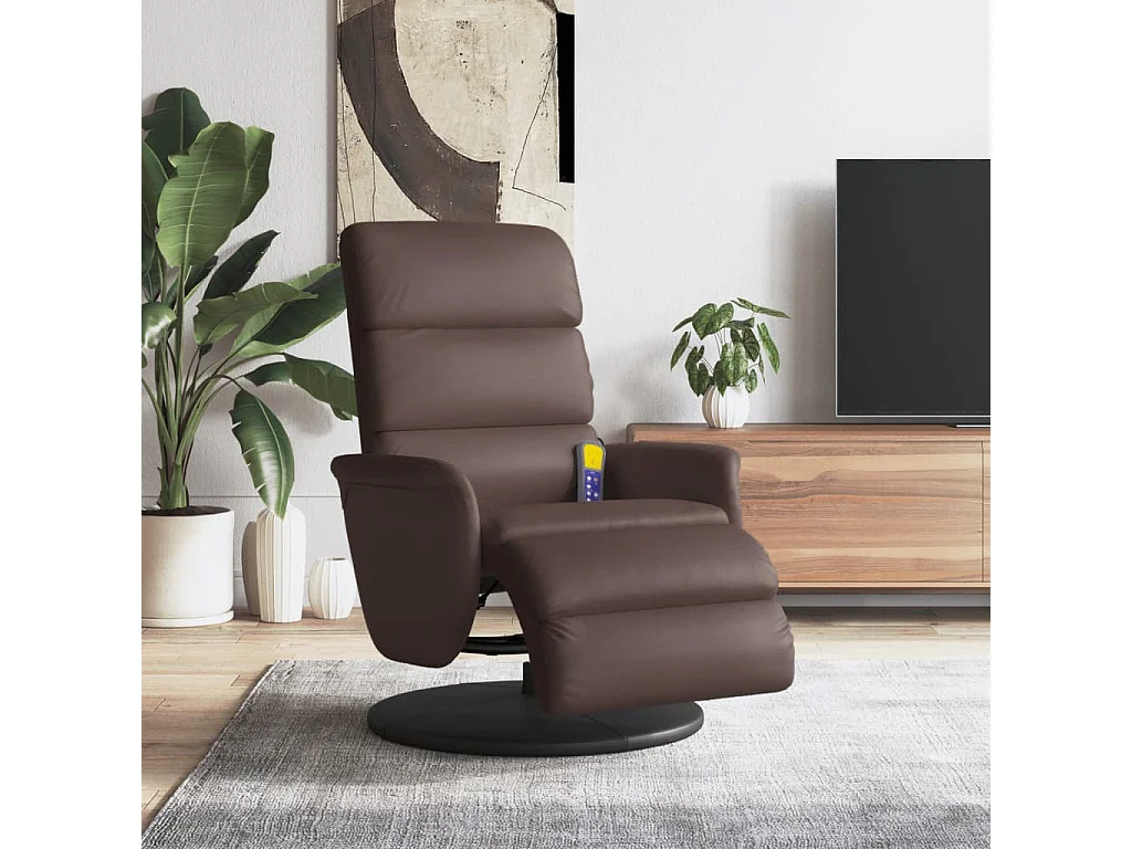 Fauteuil inclinable-Fauteuil salon de massage repose-pieds marron similicuir SHL1601