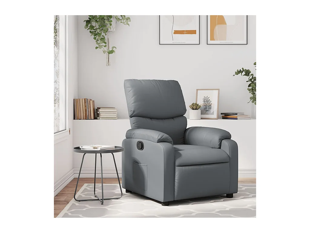 Sillón de relax | Sillón reclinable de cuero sintético gris SHL9955