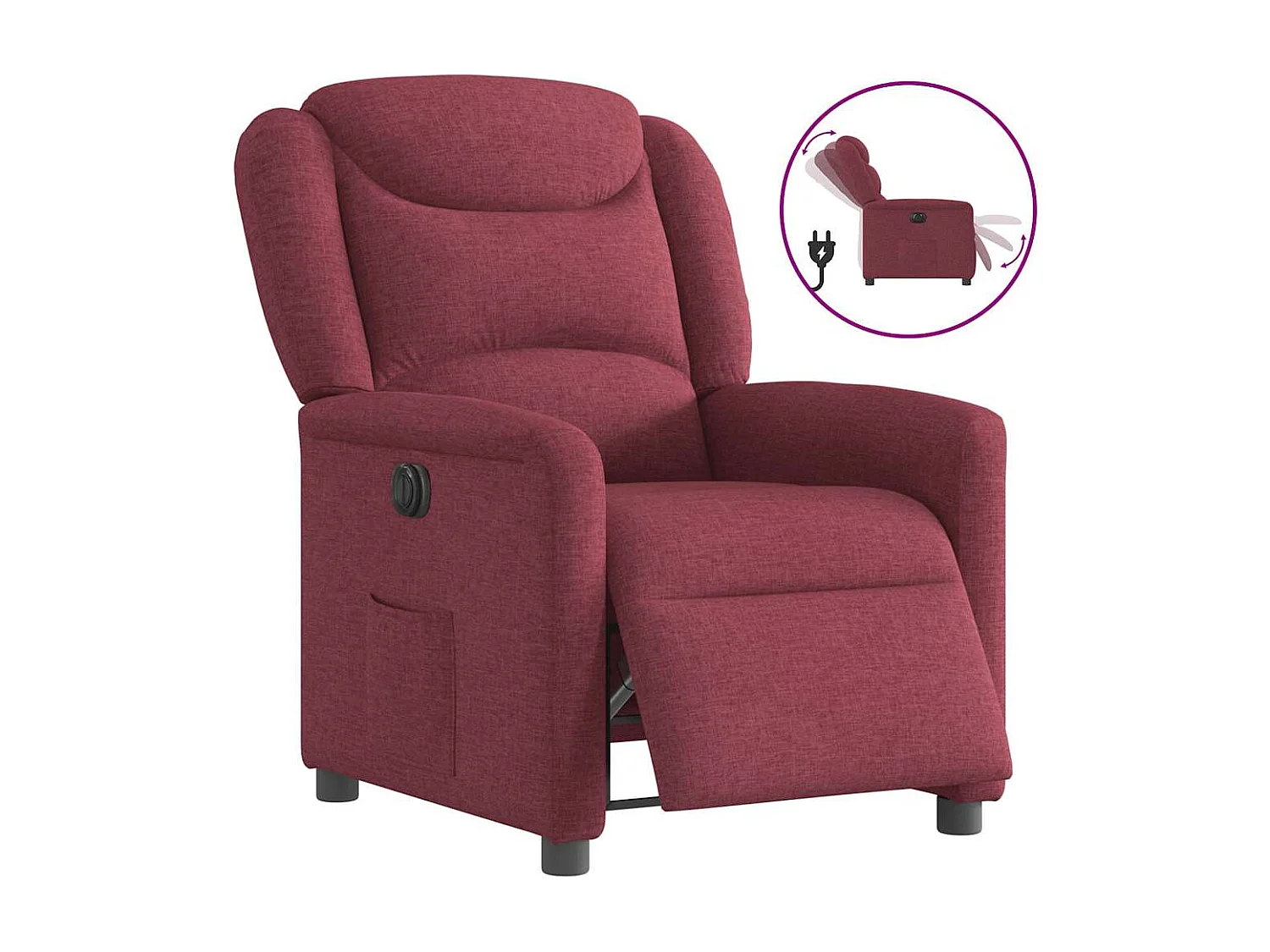 Fauteuil inclinable électrique-Chaise de relax-Fauteuil TV Rouge bordeaux Tissu SHL4339