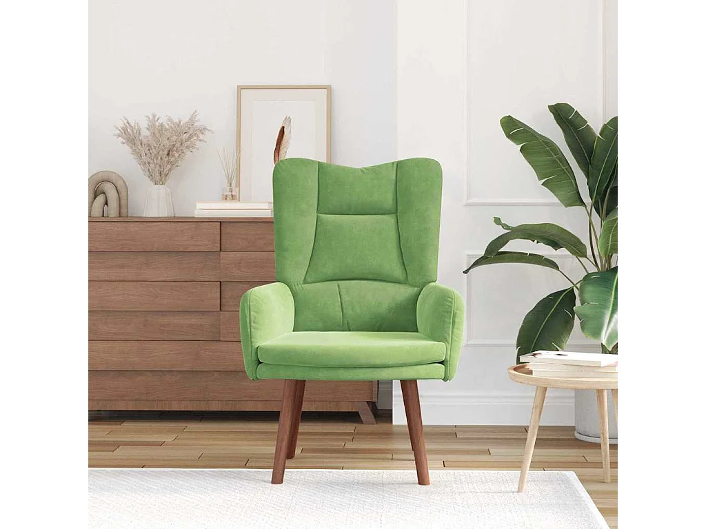 Fauteuil Salon-Chaise de relax Vert clair 63x67x94 cm Velours SHL2954