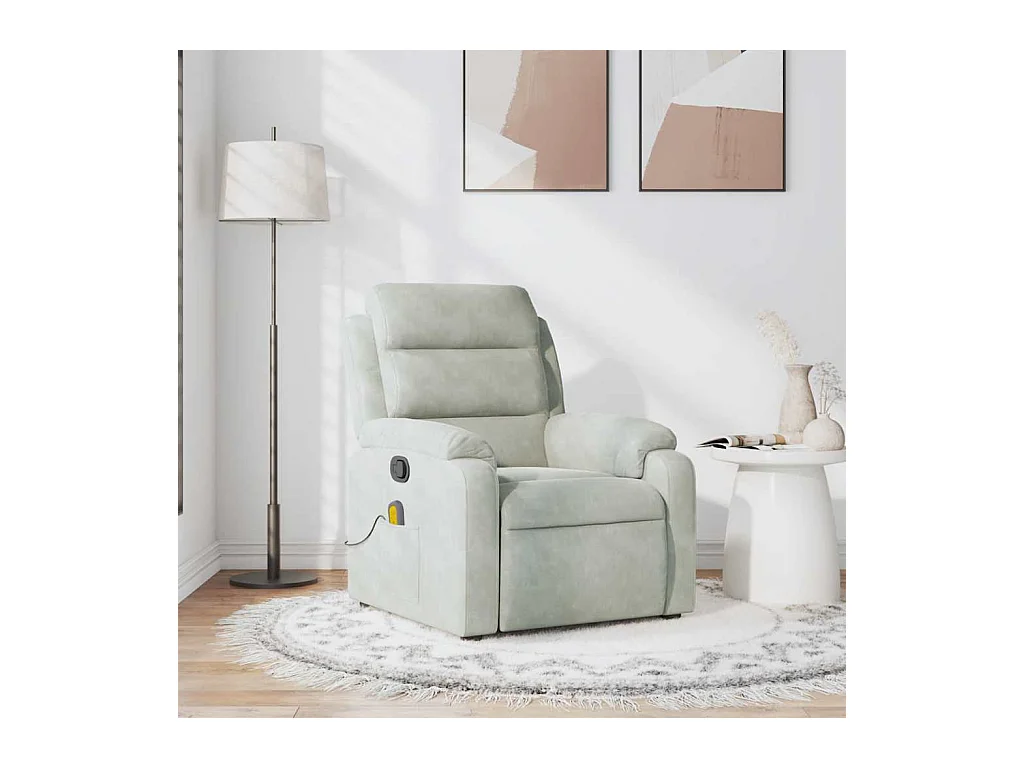 Sillón de relax | Sillón reclinable de masaje terciopelo gris claro SHL6079