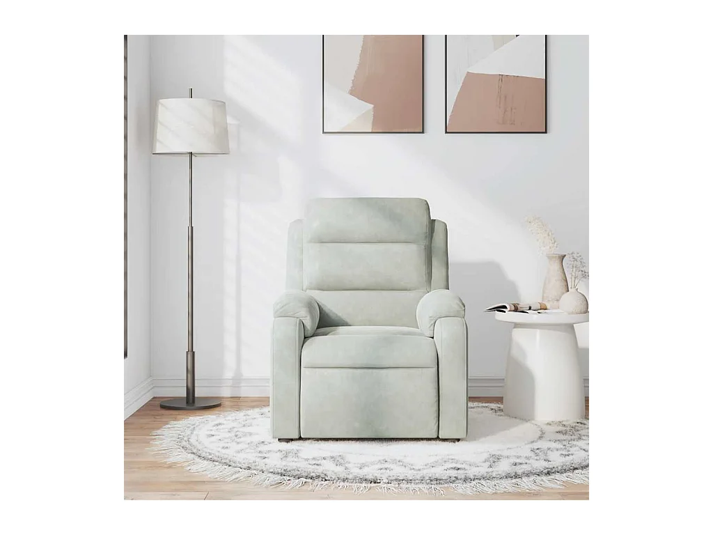 Sillón de relax | Sillón reclinable de masaje terciopelo gris claro SHL6079