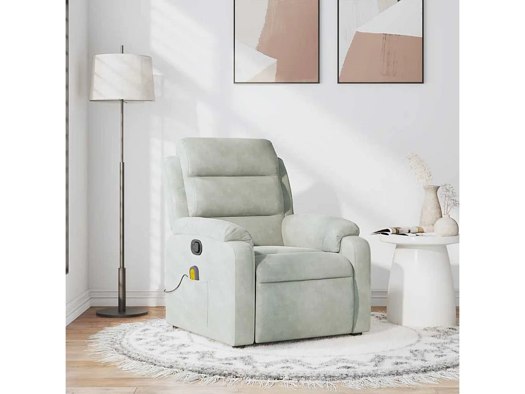Fauteuil inclinable-Chaise de relax-Fauteuil de Massage gris clair velours SHL2758