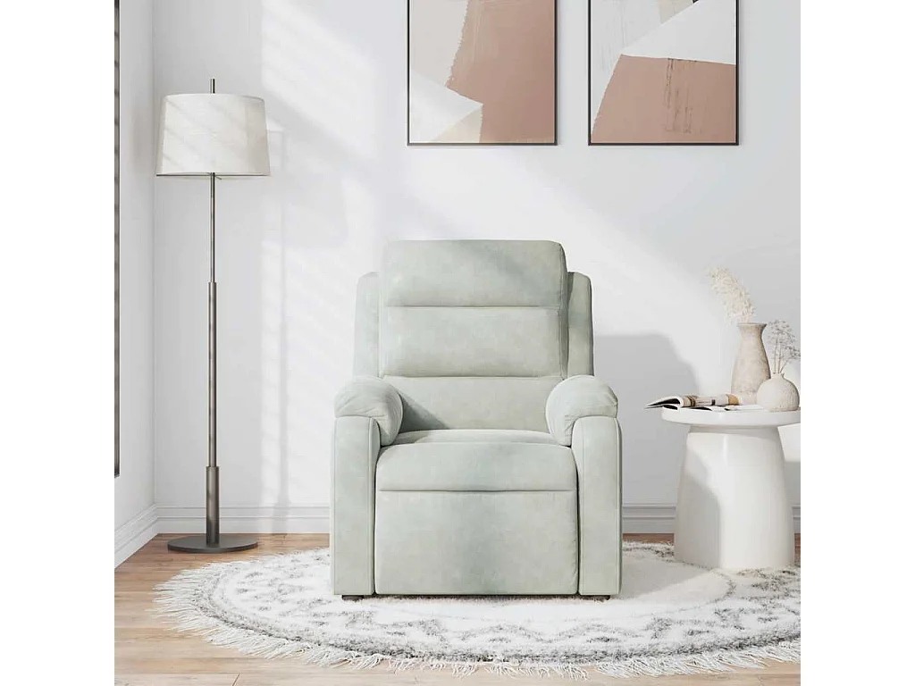 Fauteuil inclinable-Chaise de relax-Fauteuil de Massage gris clair velours SHL2758