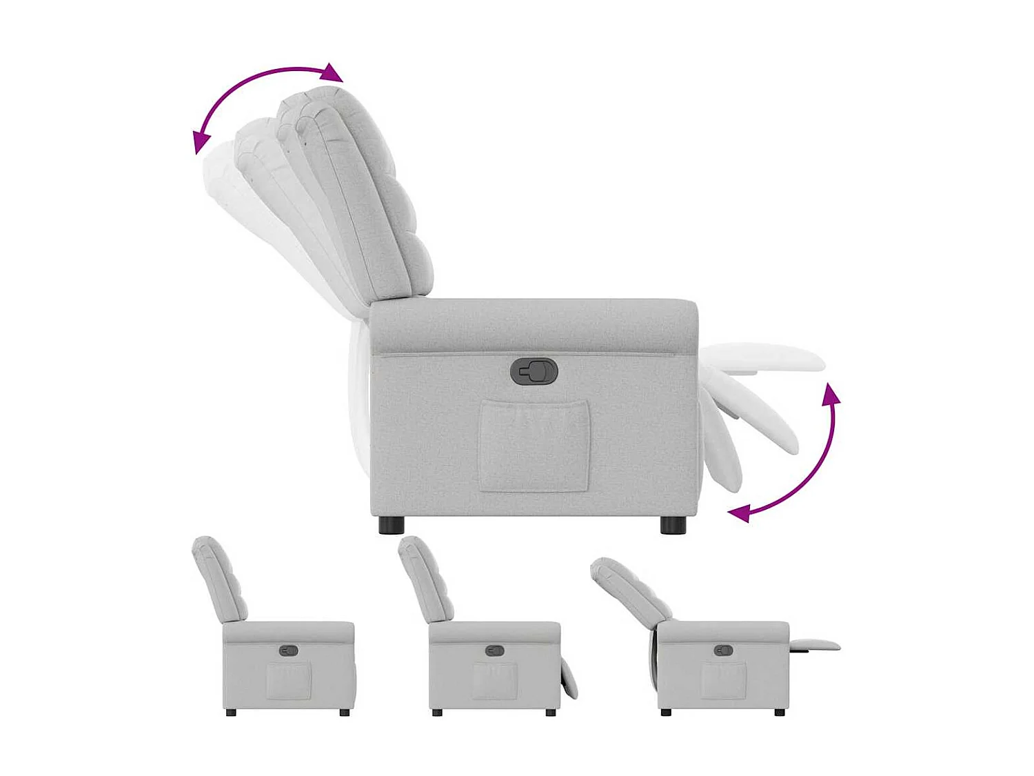 Sillón de relax | Sillón reclinable de tela gris nube SHL8530