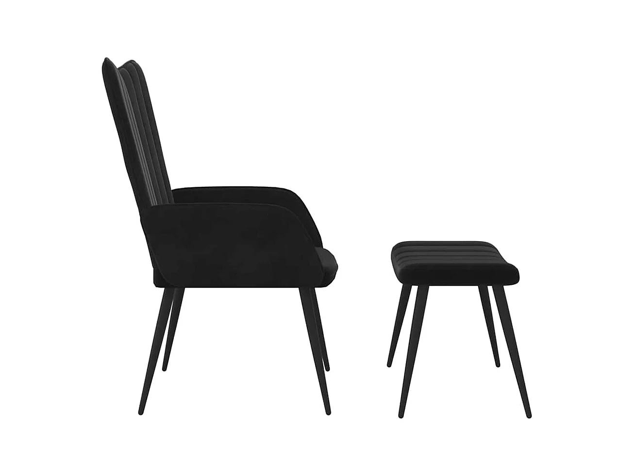 Sillón de relax | Silla de relax con taburete terciopelo negro SHL6349