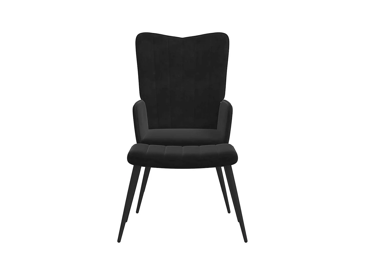 Chaise de relaxation moderne avec tabouret-Fauteuil de Salon Noir Velours SHL906