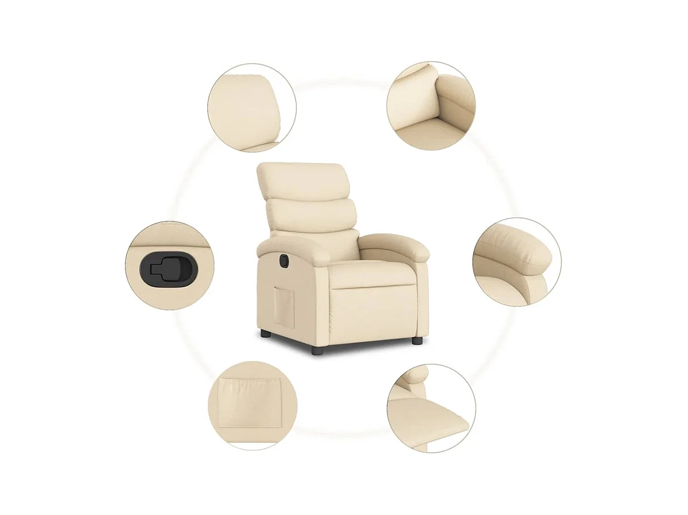 Sillón de relax | Sillón reclinable de tela crema SHL8624