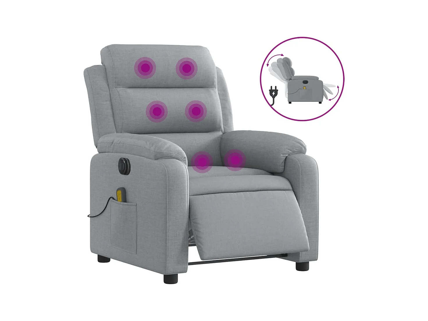 Fauteuil inclinable électrique-Fauteuil de massage pour Salon gris clair tissu SHL3135