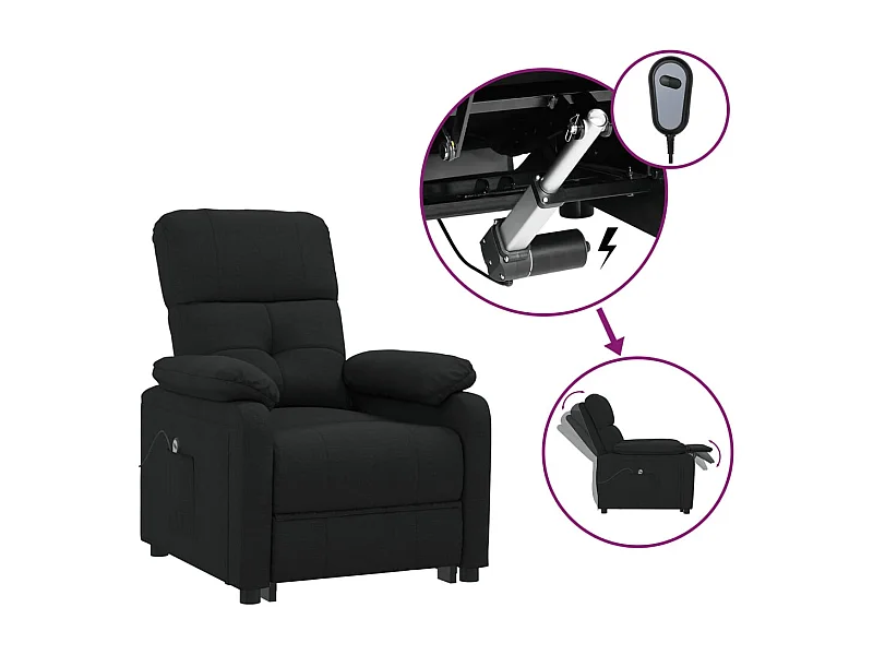 Sillón de relax | Silla | Sillón reclinable eléctrico de tela negro SHL4996