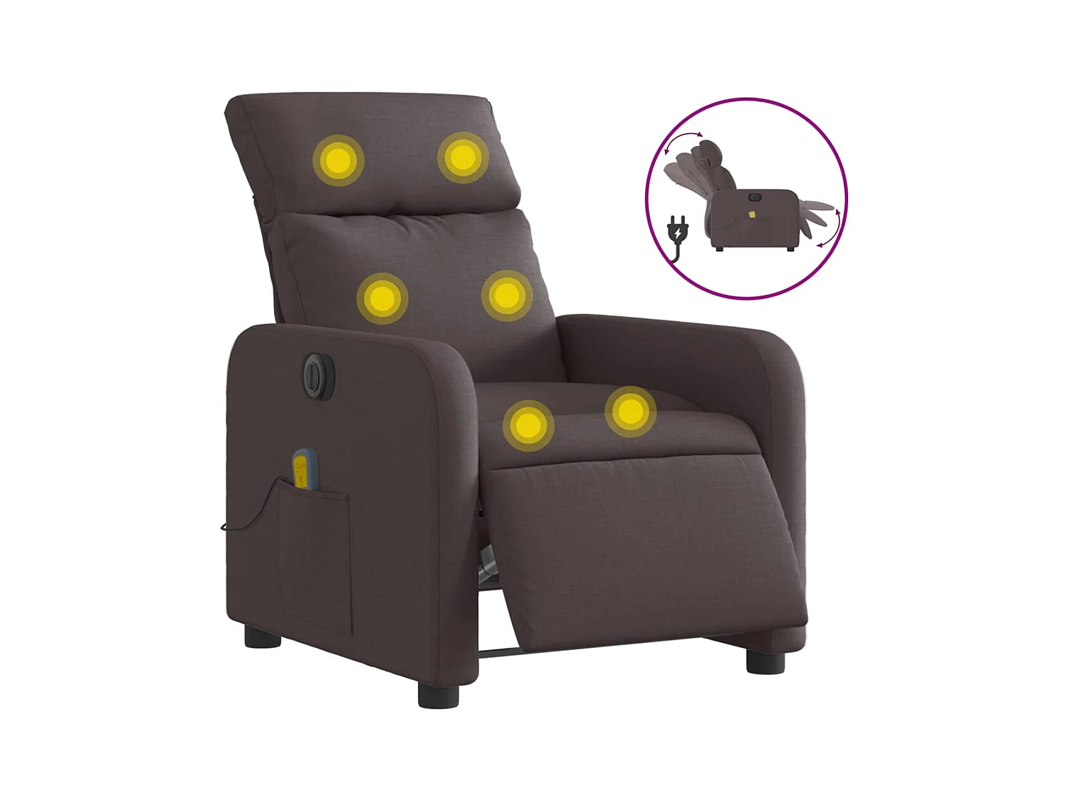 Fauteuil inclinable électrique-Fauteuil de massage de Salon Marron foncé Tissu SHL1289