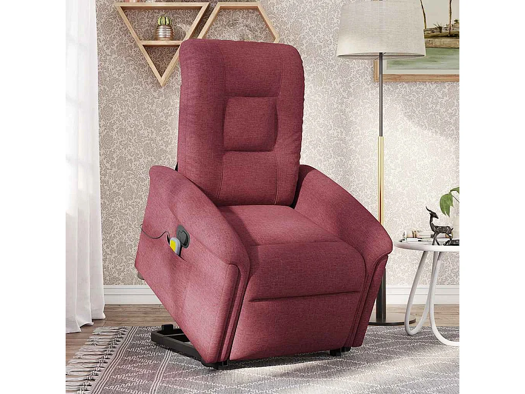 Fauteuil inclinable-Chaise de relax-Fauteuil de Massage Rouge bordeaux Tissu SHL1627