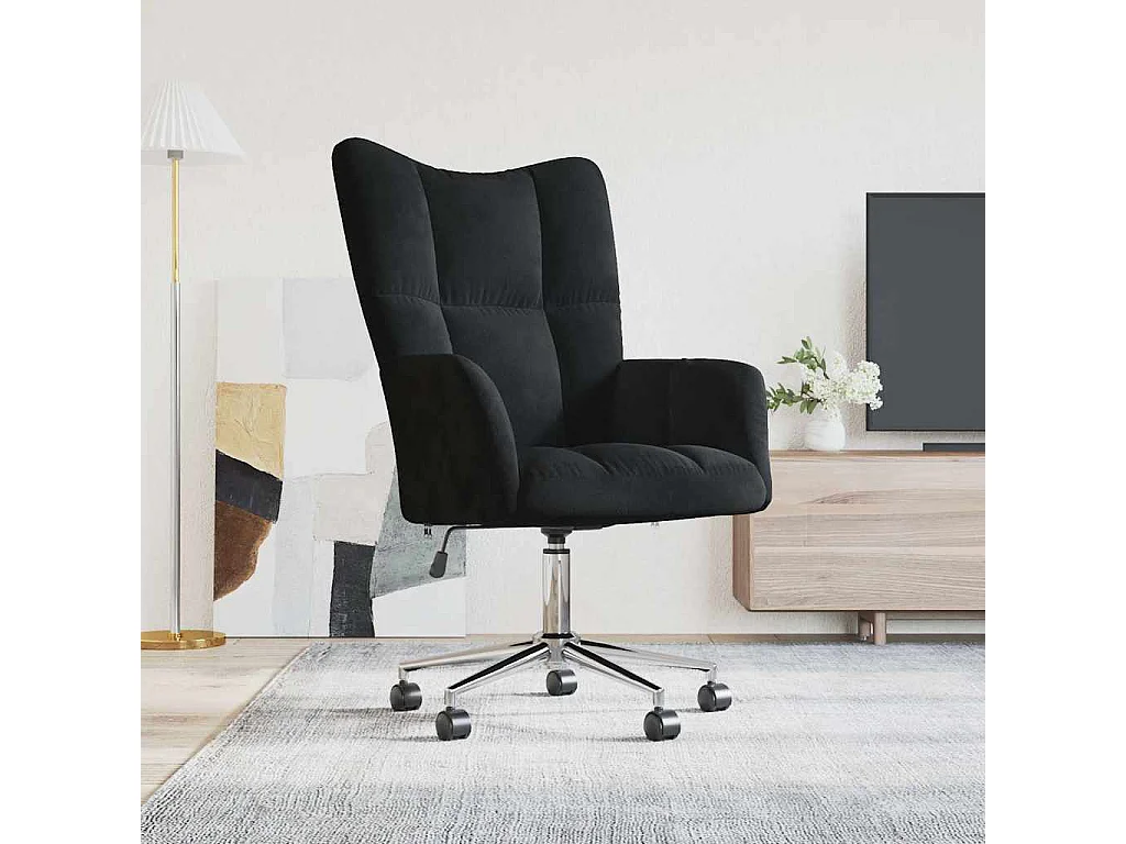 Relaxsessel | Lounge Sessel Schwarz Samt SHL46150