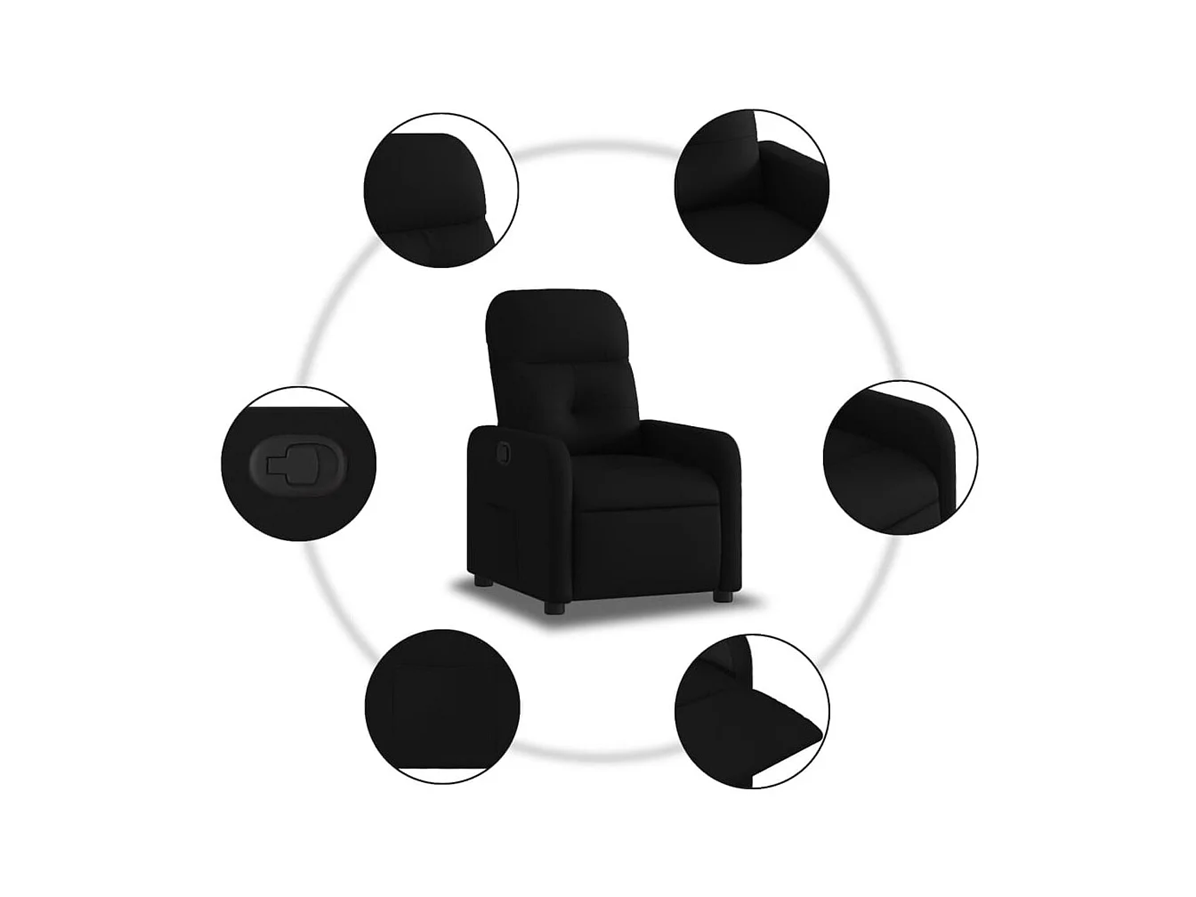 Sillón de relax | Silla | Sillón reclinable de tela negro SHL2140