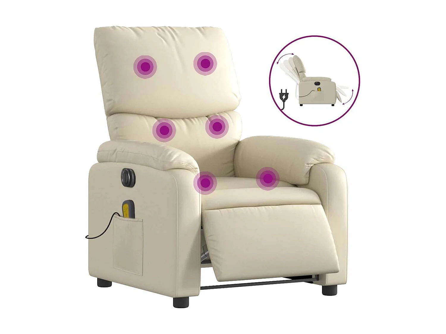 Massagesessel Elektrisch | Relaxsessel indoor Creme Kunstleder SHL69577