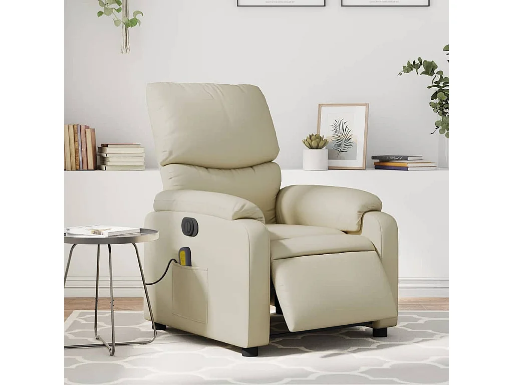 Massagesessel Elektrisch | Relaxsessel indoor Creme Kunstleder SHL69577