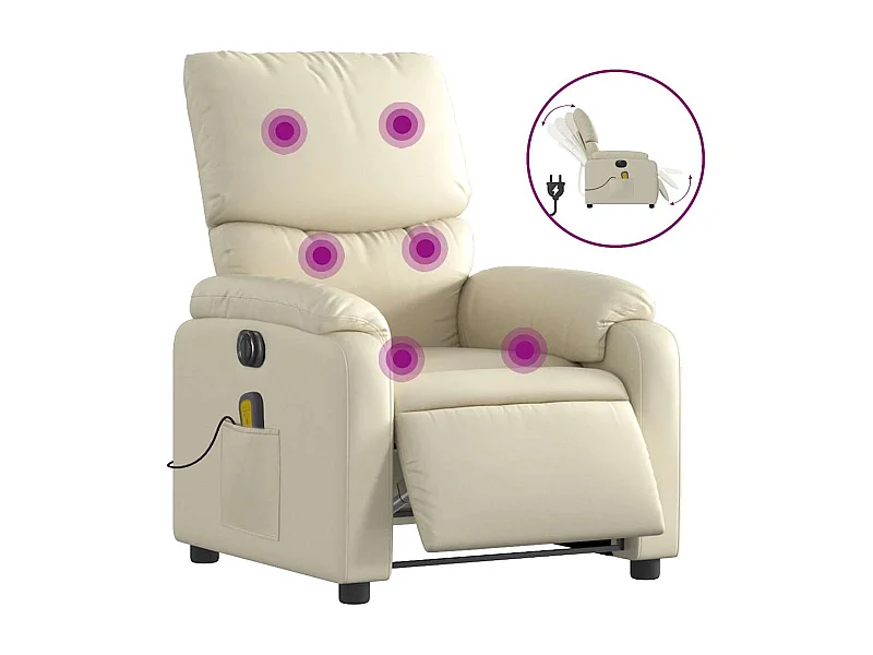 Fauteuil inclinable électrique-Fauteuil de massage pour Salon crème similicuir SHL3032