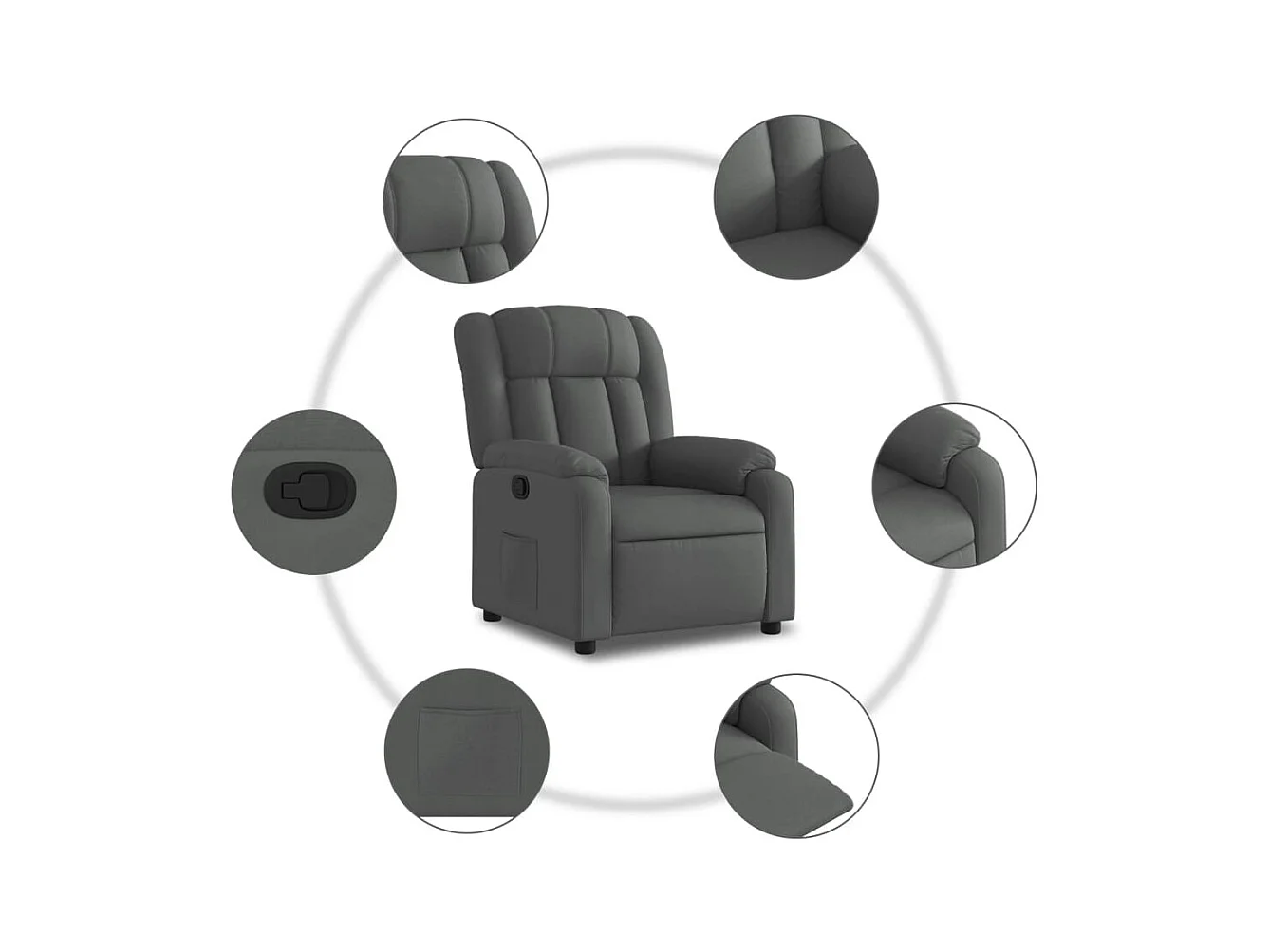 Sillón de relax | Silla | Sillón reclinable de tela gris oscuro SHL7431