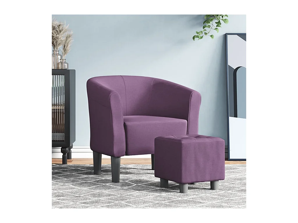 Fauteuil de Salon-Chaise cabriolet avec repose-pied violet tissu SHL4328
