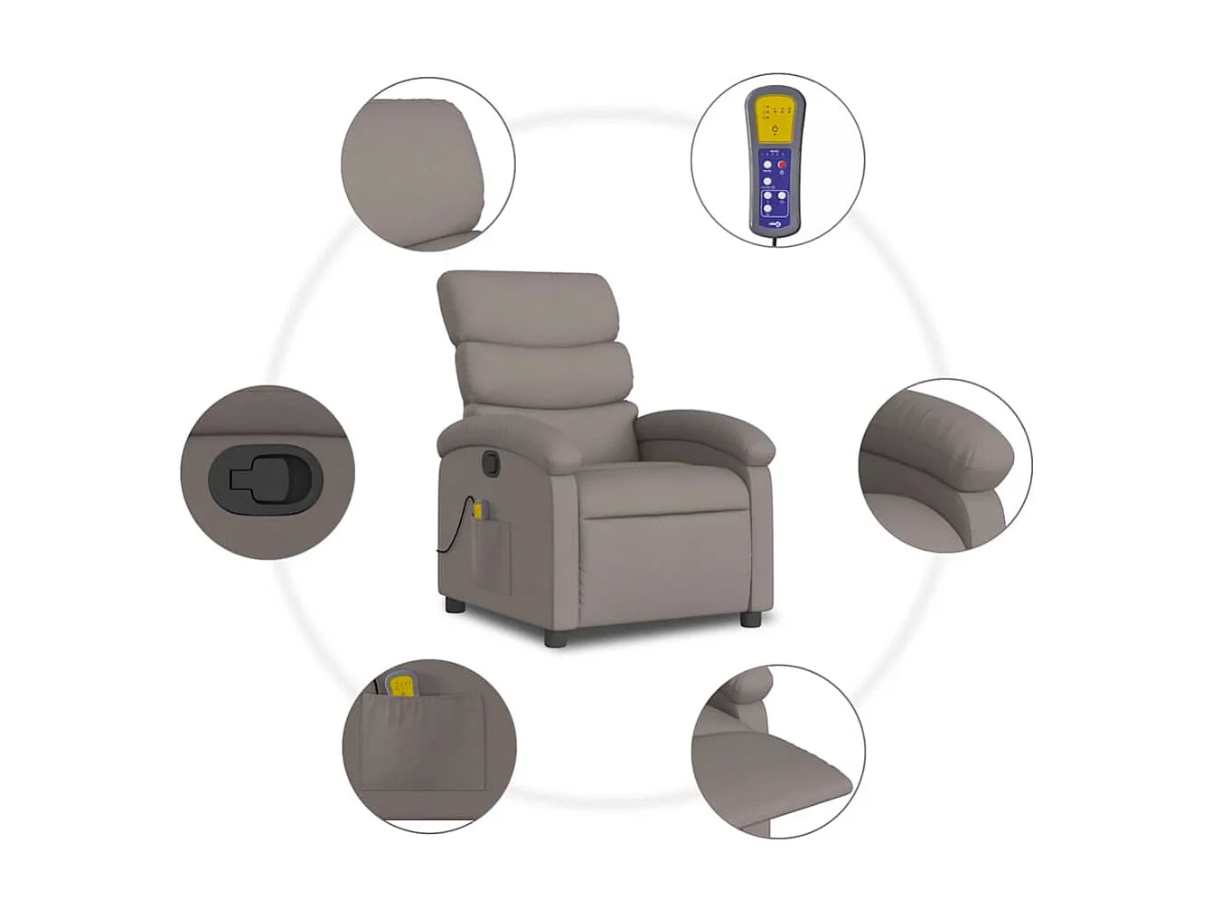 Poltrona de massagens reclinável tecido cinzento-acastanhado SHL850249